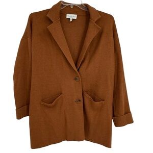 Michael Stars Two Button Cardigan Blazer Size Medium Brown Pockets Cotton Women
